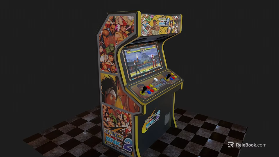 Retro Arcade Machine Entertainment Appliance With Classic Game Screen And Colorful Graphics 3d model 