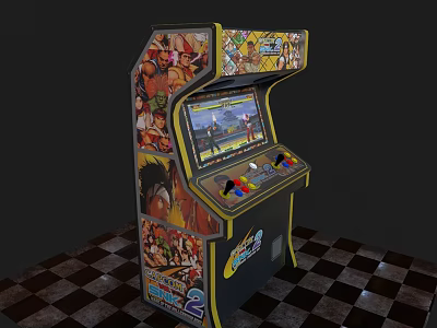 Retro Arcade Machine Entertainment Appliance With Classic Game Screen And Colorful Graphics 3d model