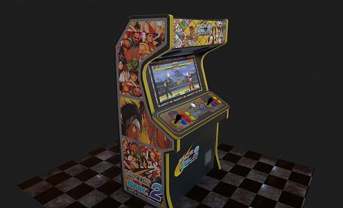 Retro game machine street cabinet 3d model