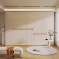 Wooden Wardrobe with Hanging Clothes Layered Shelves and Bench with Clothing