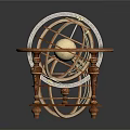 Decorative Vintage Furniture Set with Metal Frames Wooden Bases and Sphere Accents