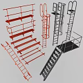 Wide Selection of Industrial Metal Safety Ladders and Outdoor Access Stair Platform Sets