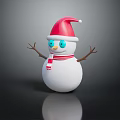 Cute Snowman Ornament With Red Santa Hat Blue Eyes And Striped Scarf
