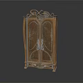 Vintage Carved Wooden Wardrobe With Double Doors Ornate Top And Bottom Drawers