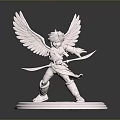 Game And Movie Character 3D Model With Wings And Dual Swords On Pink Base