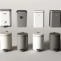 Stylish Household Trash Bins In White And Gray With Foot Pedal And Lid Designs