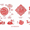 2025 Year of the Snake Paper-cut Snake Paper-cut Window Decorative Pattern for New Year and Spring Festival 3d model