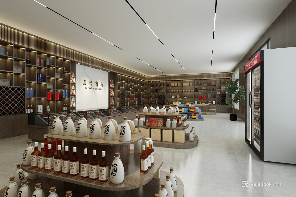 Premium Wine and Tobacco Specialty Store With Spacious Interior And Well Arranged Shelves 3d model 