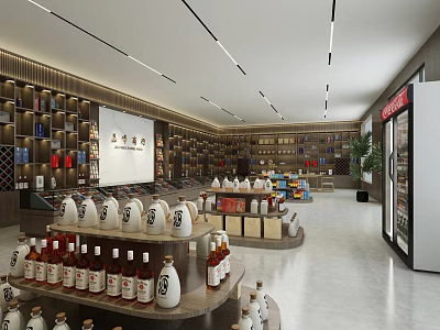 Premium Wine and Tobacco Specialty Store With Spacious Interior And Well Arranged Shelves 3d model