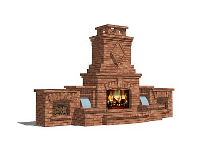 European Fireplace 3d model