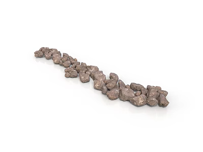 Small Brown Pebbles Arranged In Curved Path For Modern Landscape Design 3d model