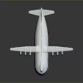 Detailed White Airplane Model With Blue Stripe And Multiple Engines On Gray Background 3d model