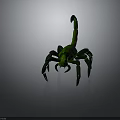 Green Scorpion 3D Model With Detailed Body Black Claws And Curved Tail