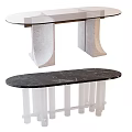 Elegant Modern Dining Table With Black Marble Top And Transparent White Legs Design