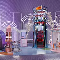 Vibrant Purple Themed Decorative Space With Ferris Wheel Elements And Display Tower