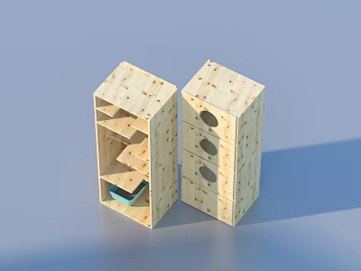 Light Wood Storage Organizers For Daily Essentials With Shelf Compartments And Drawers 3d model