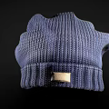 Blue Knitted Hat With Soft Texture And Golden Metal Buckle Detail Design
