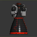 Engine With Red Top Components Black Layered Casing And Wrapped White Pipes 3d model