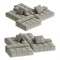 Light Gray Velvet Sectional Sofa With Tufted Design And Soft Plush Cushions
