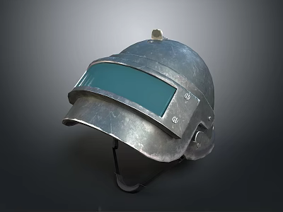 Tactical Weapon Helmet With Metallic Construction Green Visor And Protective Design 3d model