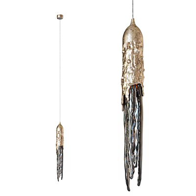 Modern Metallic Pendant Lights With Textured Surface And Hanging Design For Interior Decor 3d model