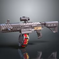 Futuristic Tactical Gun 3D Model With Drum Magazine Scope And Mechanical Details