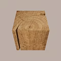 Natural Solid Wood Stool With Cube Shape Design And Visible Wood Grain