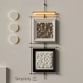 Modern 3D Cube Pattern Wall Decor With White Black Frames And Round Accents