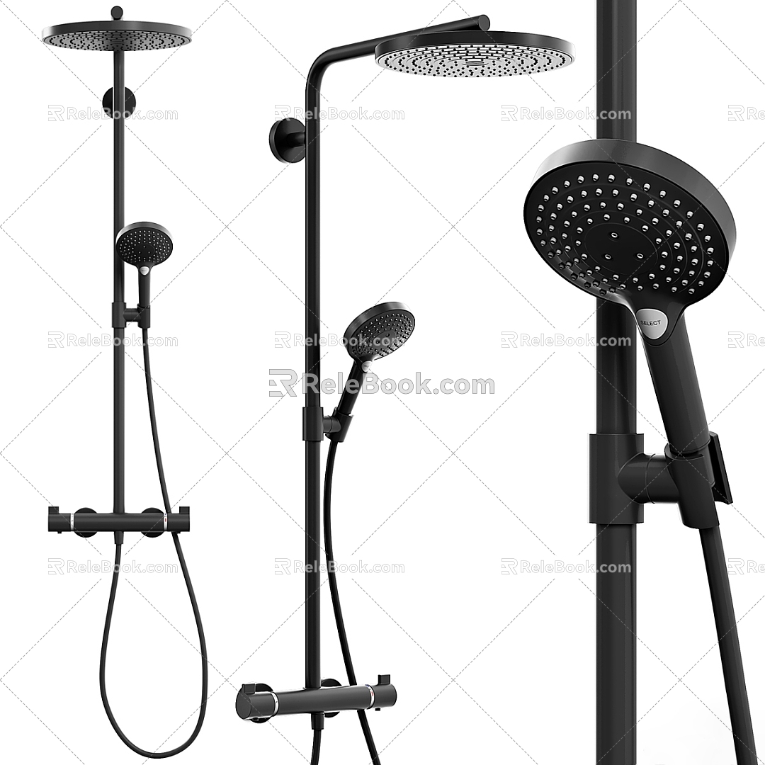 Modern shower heads and faucets 3d model