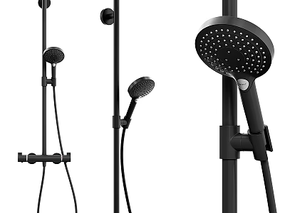 Black Shower System With Handheld And Overhead Shower And Adjustable Slide Bar 3d model