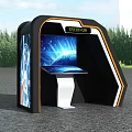 Modern Interactive Public Facility Kiosk With Digital Display Screen In Outdoor Park Area