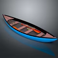 Blue And Orange Canoe Interior Design With Seats And Storage Space 3d model
