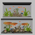 Stacked Aquarium Fish Tanks With Colorful Fish Aquatic Plants And Decorative Rocks