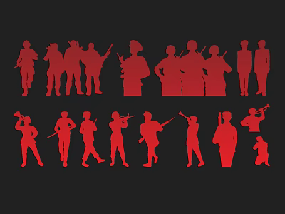 Soldiers Soldiers Warriors Flag-raising Troops Army Revolutionary Soldiers Special Forces Soldiers Silhouette 3d model