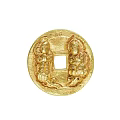 Golden Ancient Coin Jewelry With Carved Patterns And Traditional Inscriptions