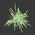 Two Clusters Of Green Grasses With Dark Spiky Tops And Blue Base Accents
