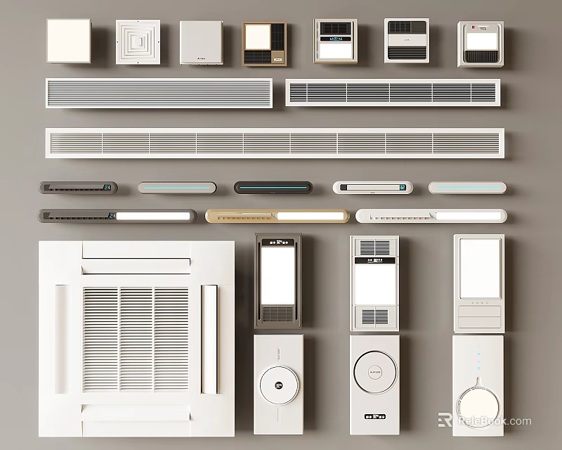 Variety Of Air Conditioners And Fans On 3d model 