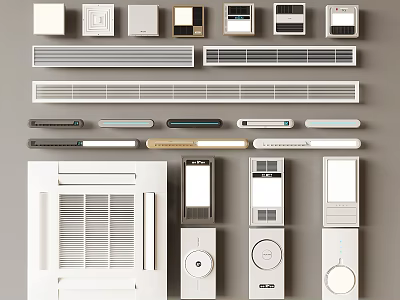 Variety Of Air Conditioners And Fans On 3d model