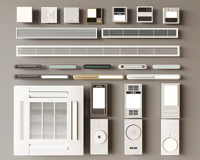 Variety Of Air Conditioners And Fans On 3d model