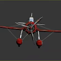 Vintage Red And White Biplane Model With Propeller And Classic Design 3d model