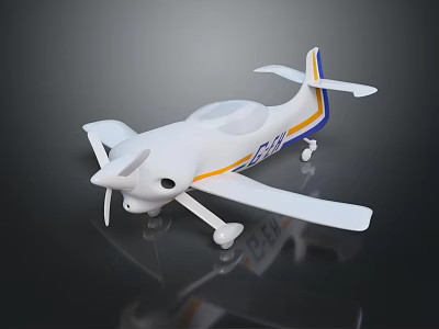 Small Airliner Model with White Body Yellow Blue Stripes FSA Lettering Propeller Wings and Tail 3d model