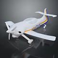 Small Airliner Model with White Body Yellow Blue Stripes FSA Lettering Propeller Wings and Tail