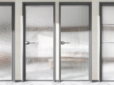 Modern Hinged Doors With Textured And Ribbed Glass For Interior Design 3d model