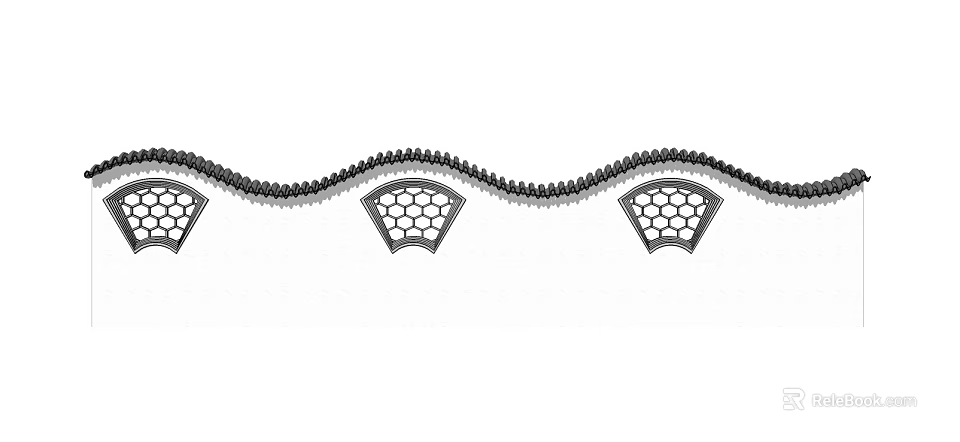 Modern Entrance Gate with Metal Material Wavy Design and Hollowed Out Decoration 3d model 