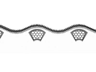Modern Entrance Gate with Metal Material Wavy Design and Hollowed Out Decoration 3d model