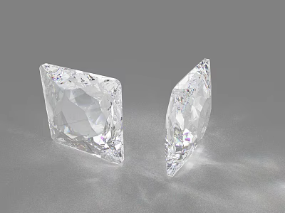 Transparent Diamond Cut Decorative Ornament Set With Square And Angular Shapes 3d model