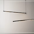 Modern Linear Pendant Light With Black Metal Frame And Warm LED Glow In Minimalist Interior