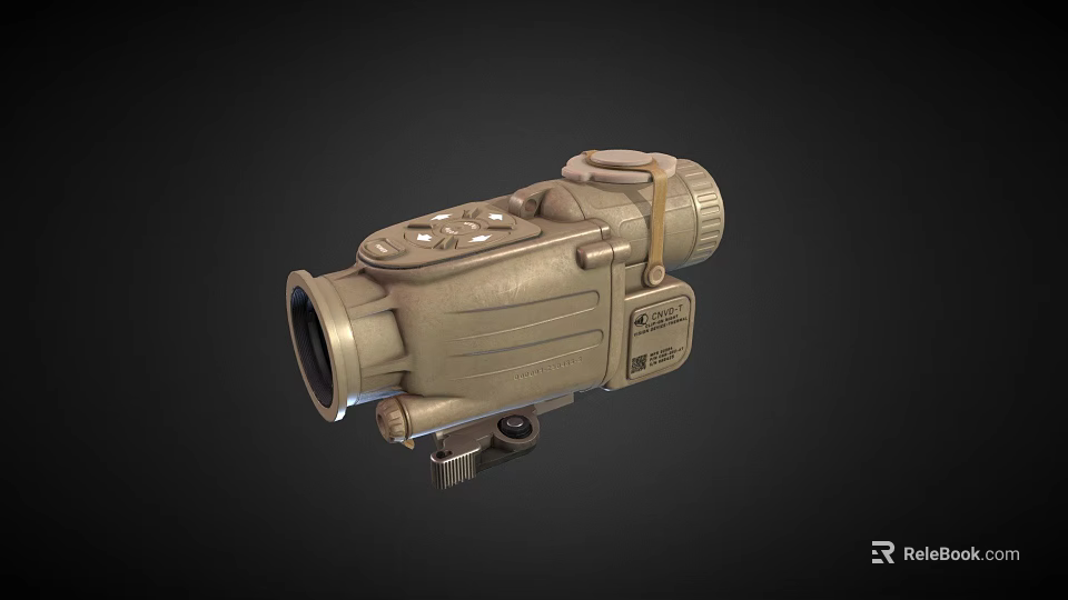 Tactical Weapon Optical Sight With Brown Finish Adjustable Knobs And Mount Interface 3d model