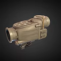 Tactical Weapon Optical Sight With Brown Finish Adjustable Knobs And Mount Interface 3d model