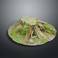 Natural Wood Stone Tree Stump Decorative Piece With Moss And Natural Texture